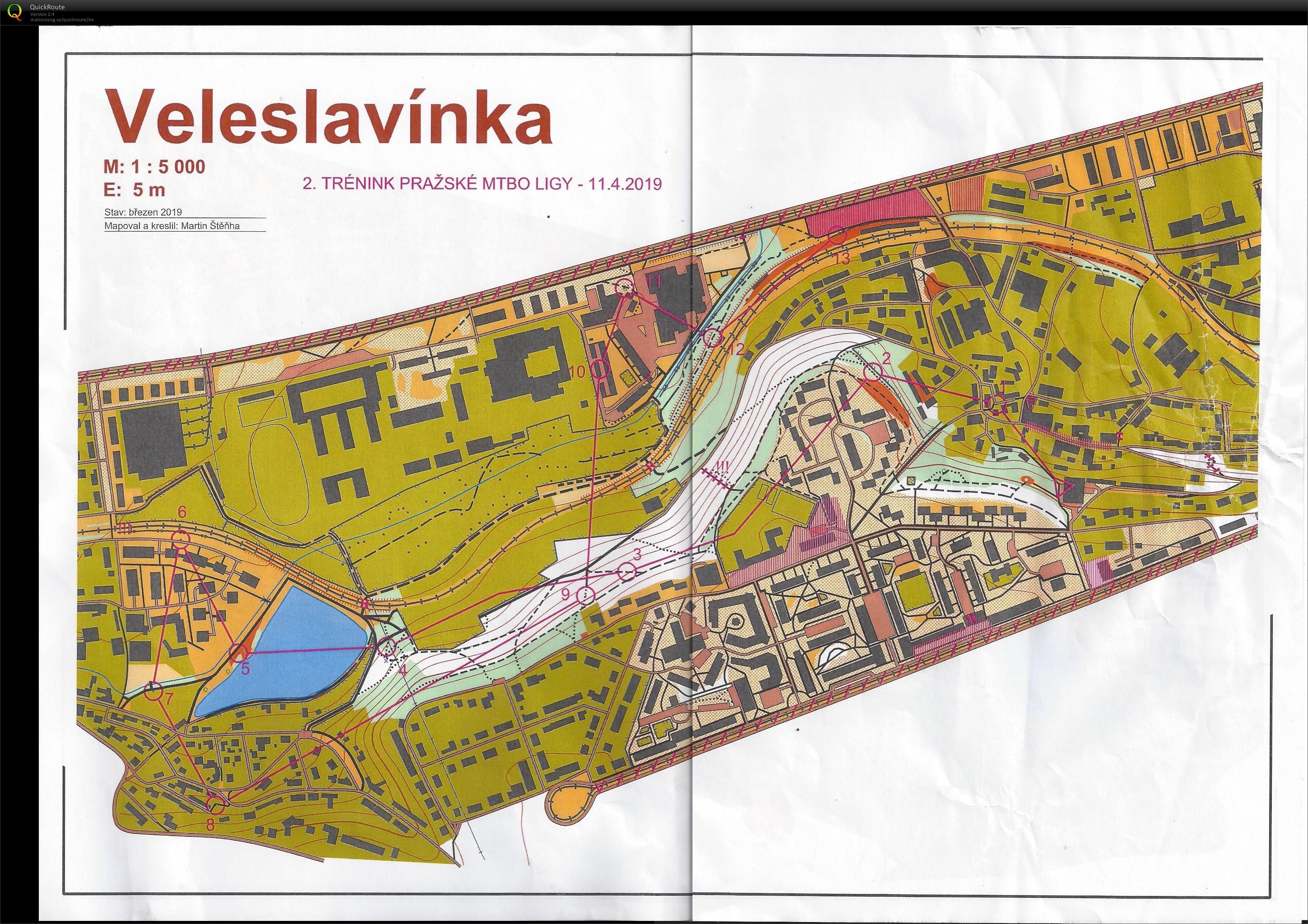 MTBO liga Veleslavín - 1. mapa (11.04.2019)