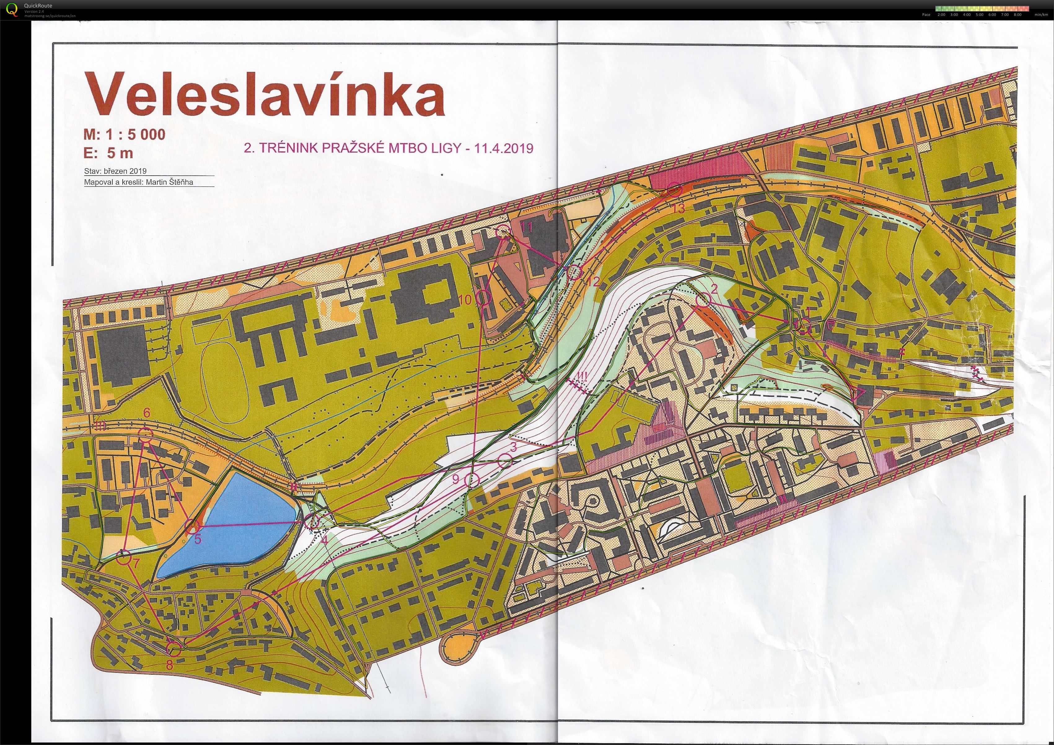 MTBO liga Veleslavín - 1. mapa (11/04/2019)