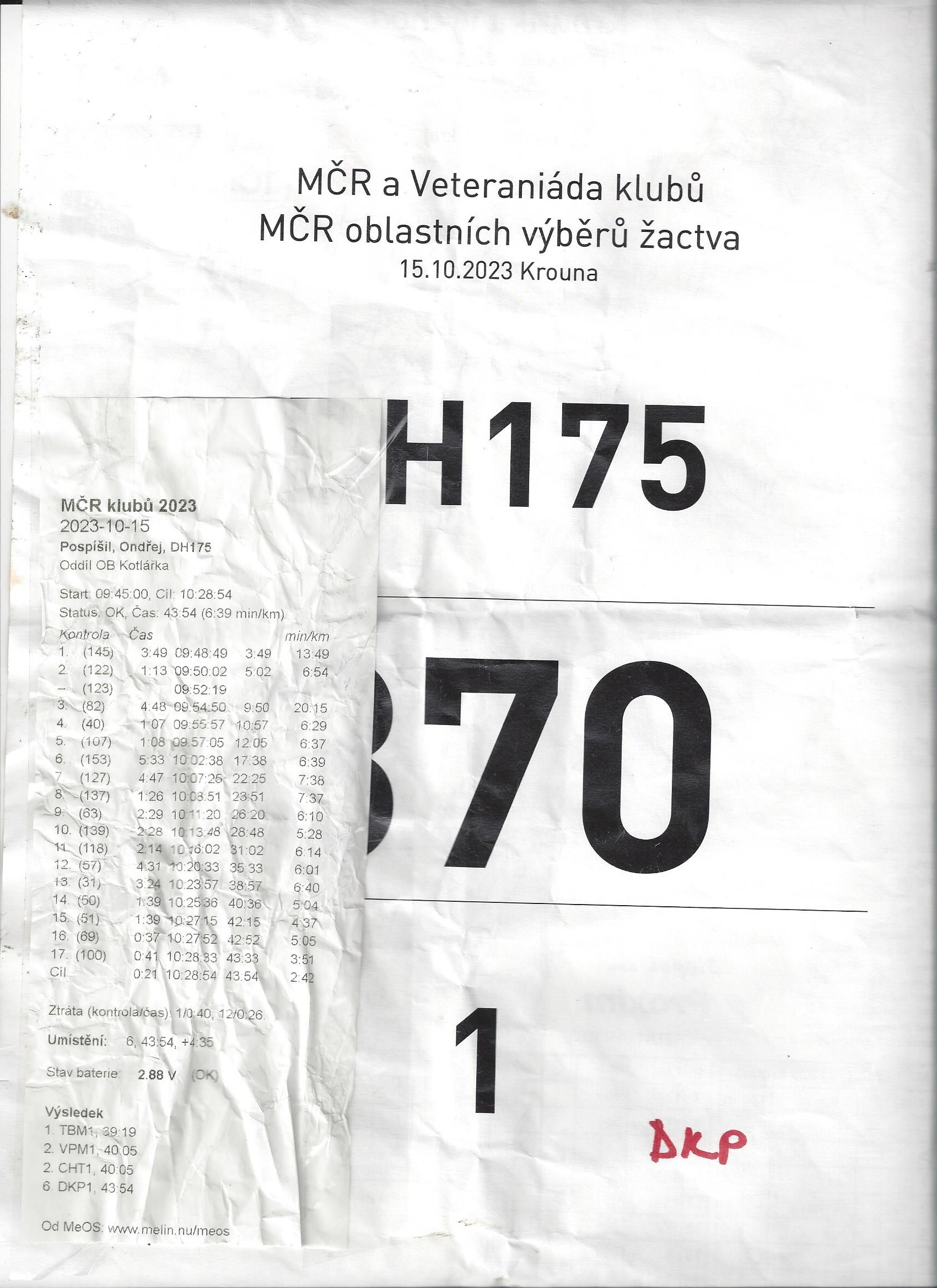 MČR družstev Krouna - 1. úsek (15.10.2023)