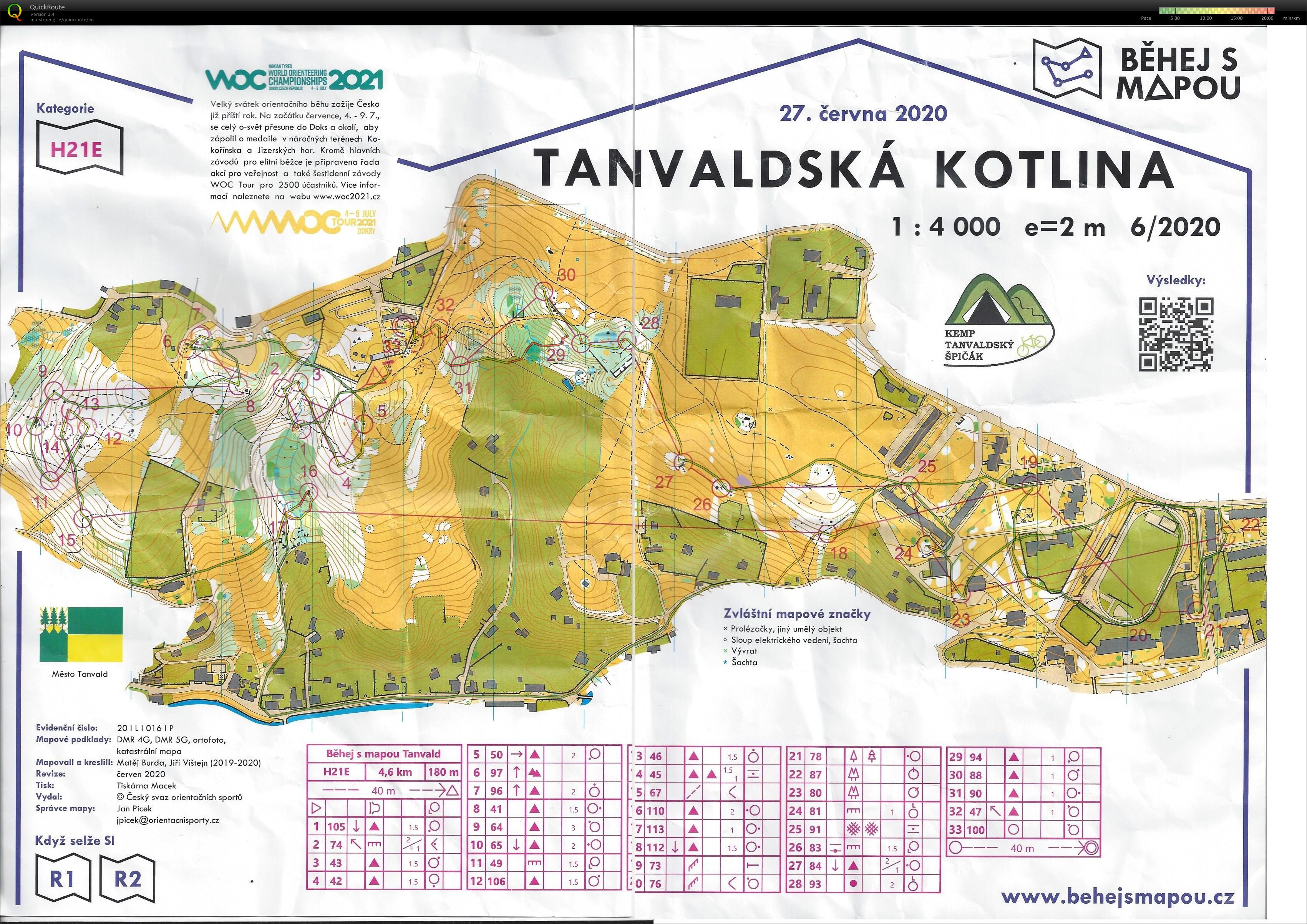 Běhej s mapou - Tanvald (2020-06-27)